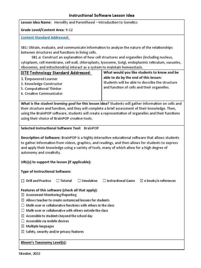 Itec Cell Biology Lesson Plan - Brainpop | PDF | Organelle | Learning