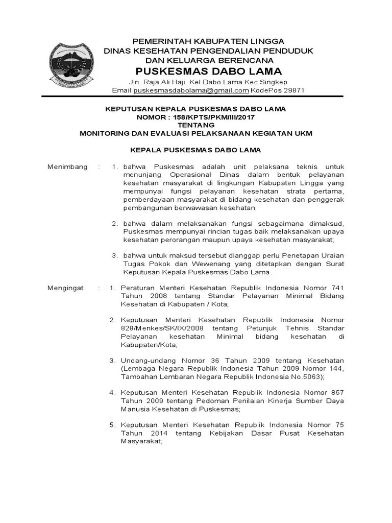 SK Monitoring Dan Evaluasi Keg - Ukm | PDF