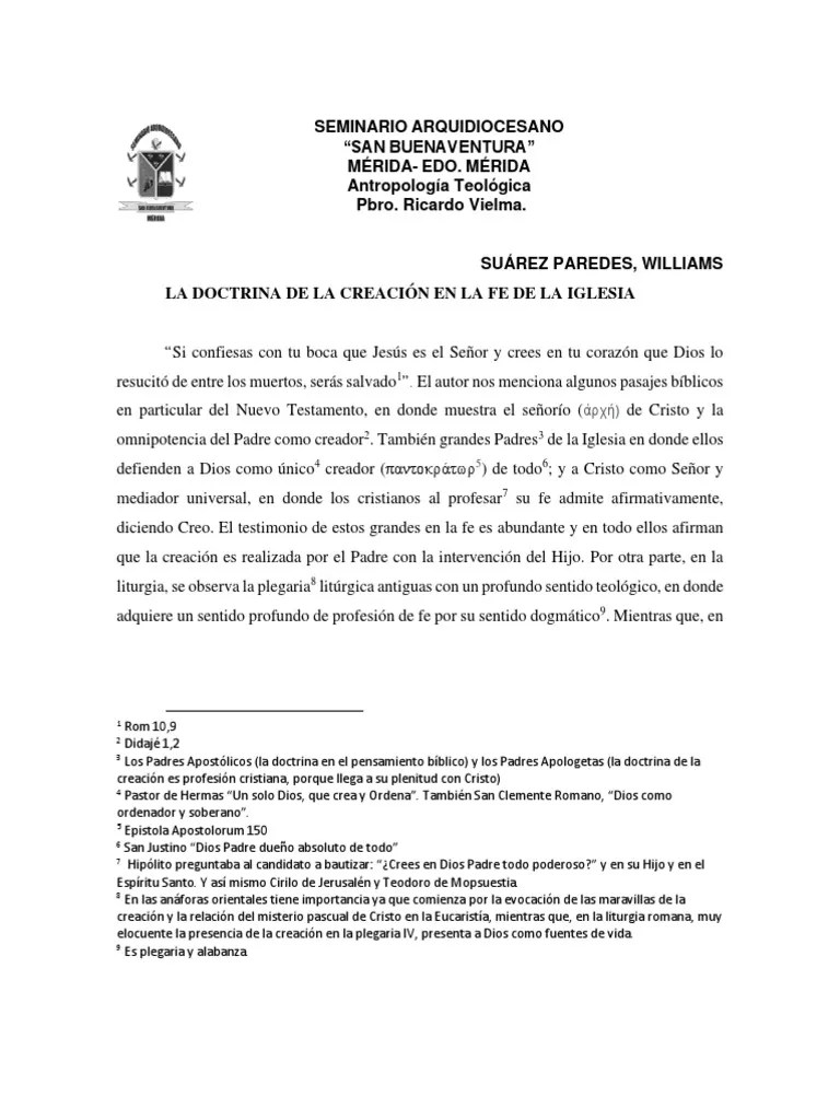 La Doctrina De La Creación En La Fe De La Iglesia | PDF | Cristo ...