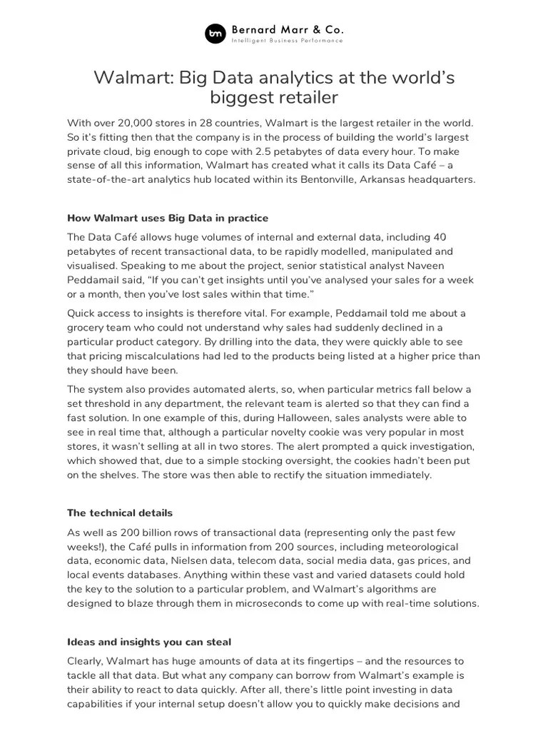 Big Data Walmart Case Study | PDF | Walmart | Big Data