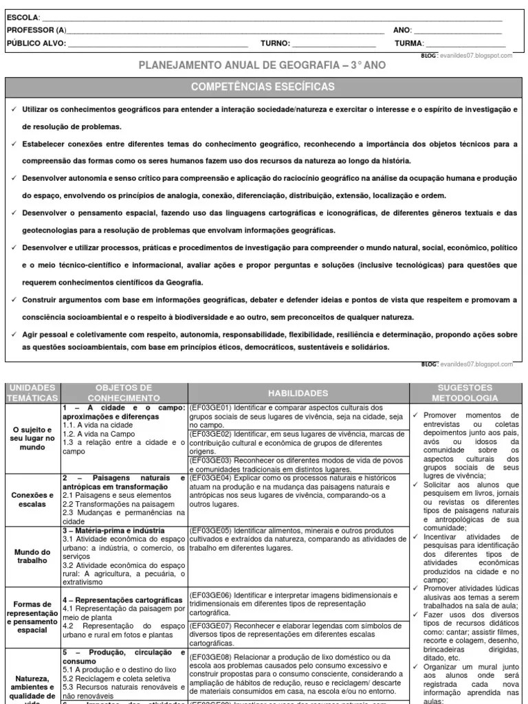 Geografia - 3° Ano | PDF | Geografia | Desperdício