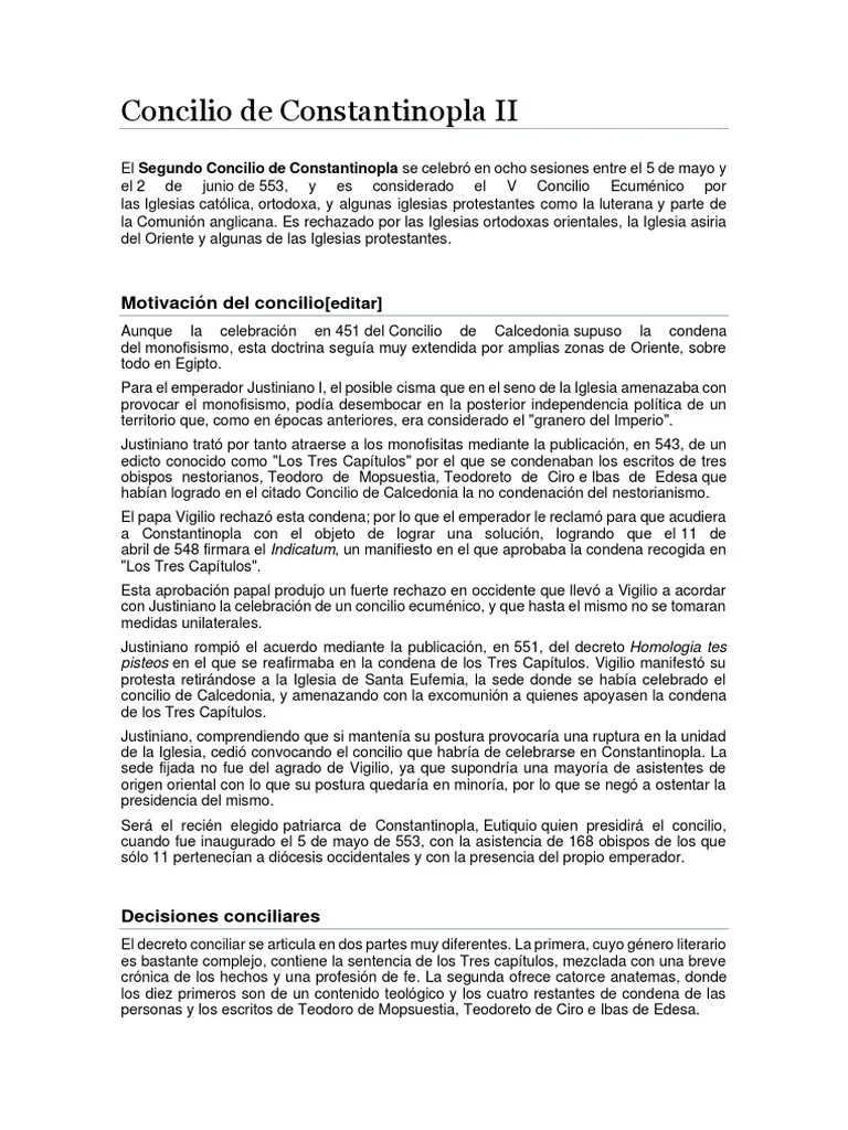 Concilio De Constantinopla II | PDF | Religiones Abrahámicas | Teología ...