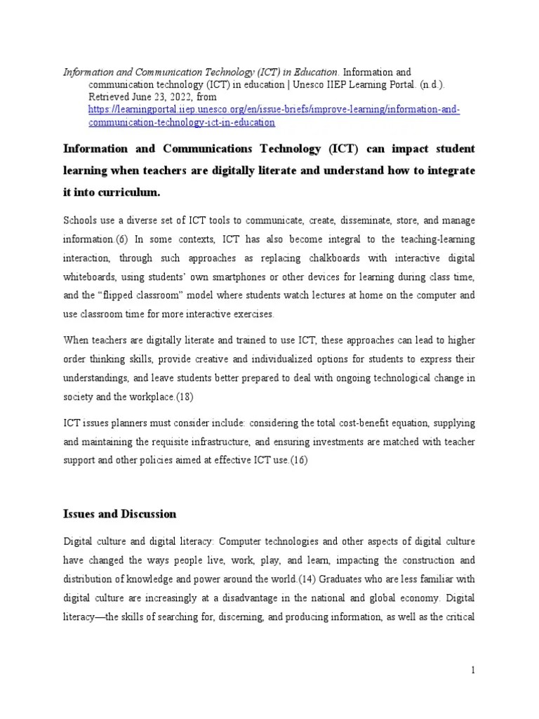 Information And Communication Technology | PDF | Information And ...