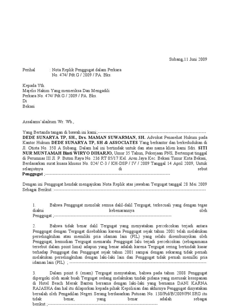 Oct 07, 2021 · pengacara yang sedang menangani wawancara kasus perceraian. Contoh Surat Jawaban Gugatan Cerai Di Pengadilan Negeri Zynra Zinxie