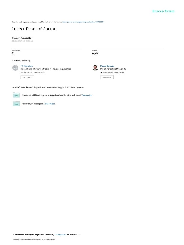 Insect Pests And Their Management | PDF | Pupa | Cotton