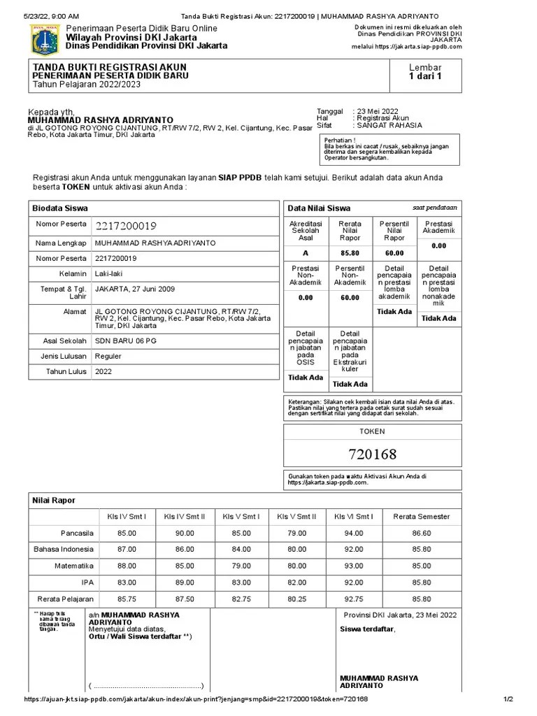 Tanda Bukti Registrasi Akun - 2217200019 - Muhammad Rashya Adriyanto | PDF