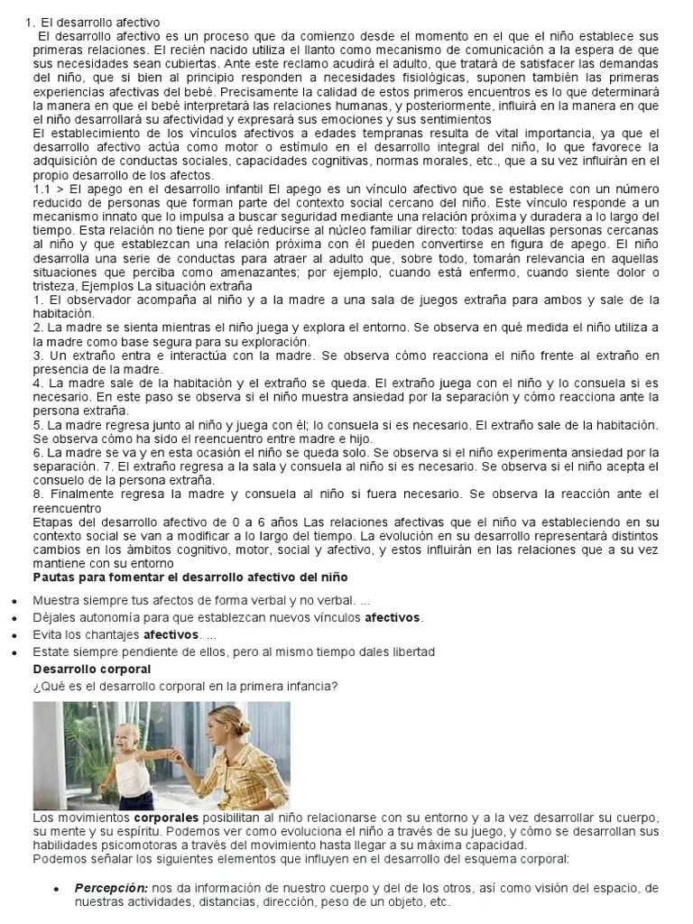 El Desarrollo De La Primera Infancia | PDF | Teoría De Apego | Sicología