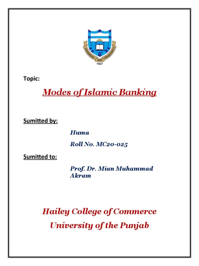 Modes Of Islamic Banking | PDF | Islamic Banking And Finance | Lease