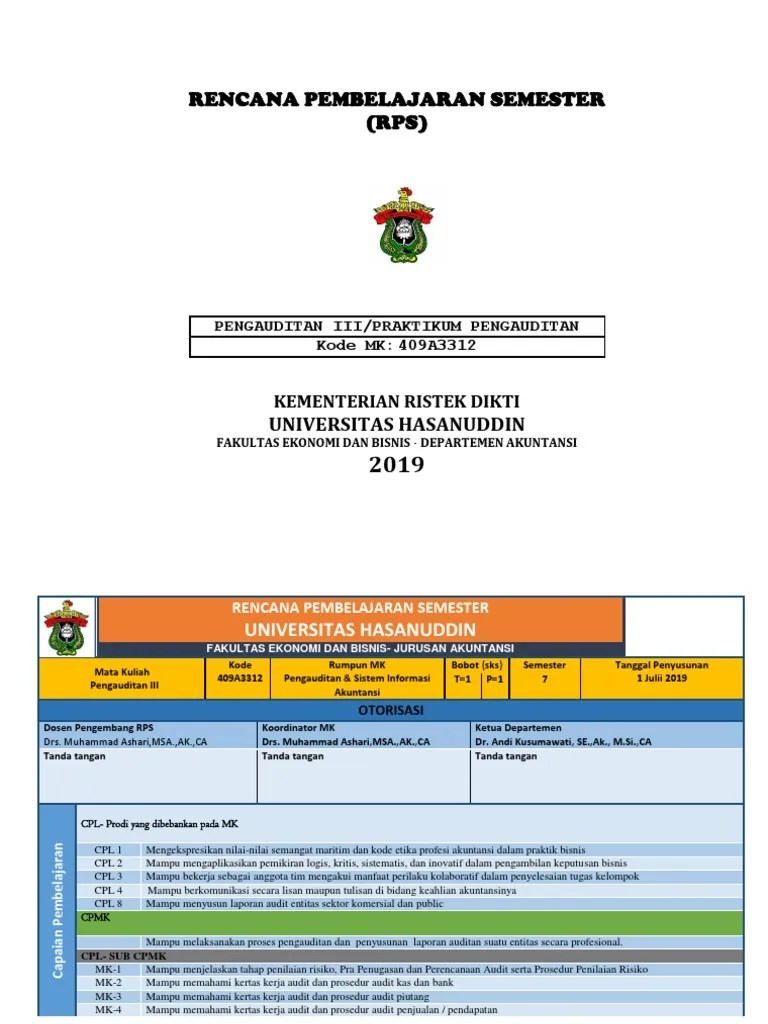 RPS Pengauditan III Unhas | PDF