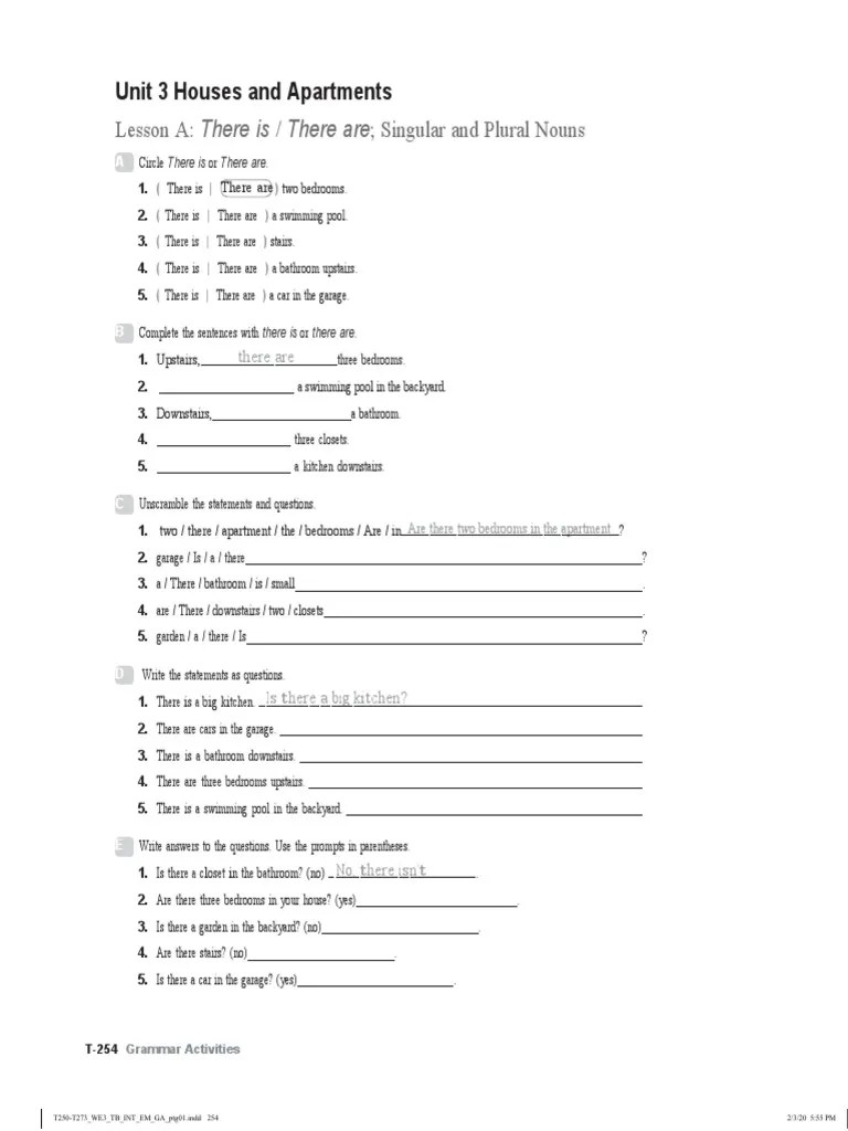 World English 3e Level Intro Grammar Activities Unit 3 Lesson A | PDF | Language Arts ...