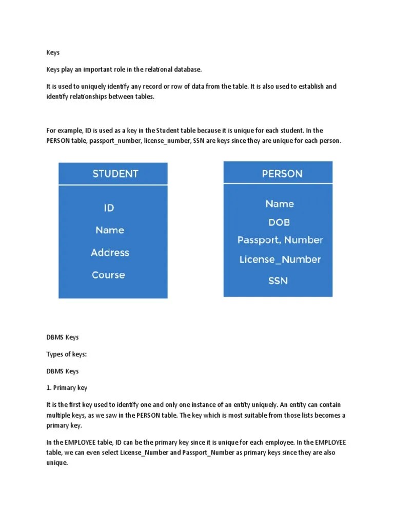 Keys Dbms | PDF | Relational Database | Scientific Modeling