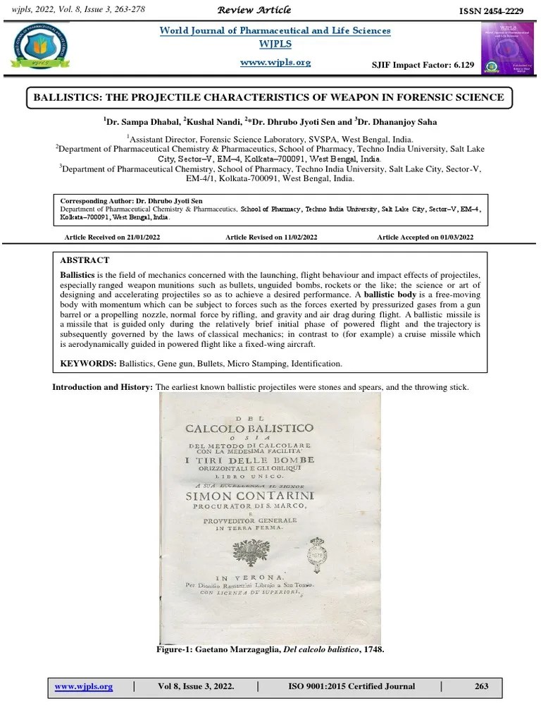 Review Article - BALLISTICS THE PROJECTILE CHARACTERISTICS OF WEAPON IN ...