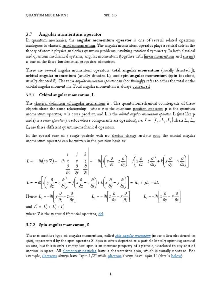 Chapter - 9 Angular Momentum Operators | PDF | Spin (Physics) | Angular Momentum