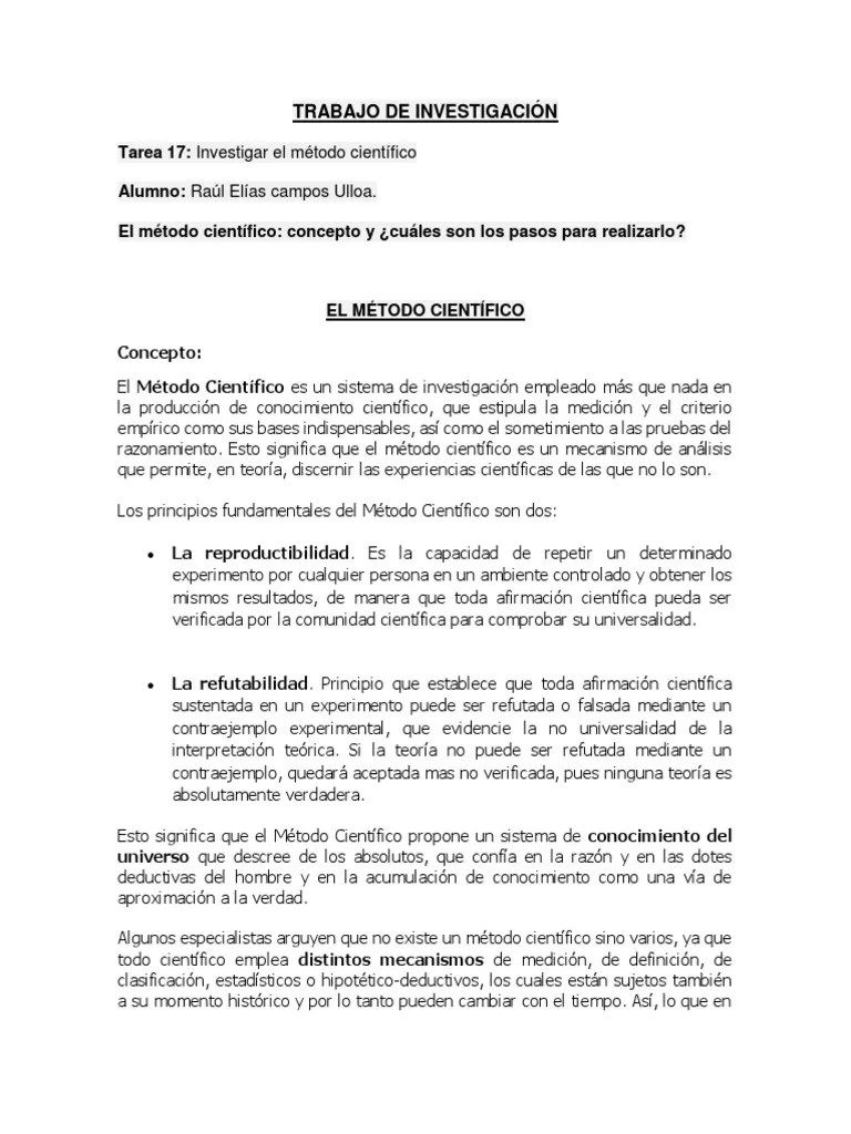 Tarea 17 Investigar Sobre El Método Científico | PDF | Método ...