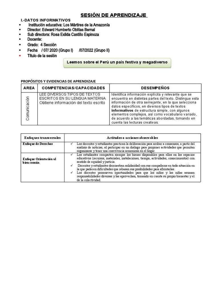 SESIÓN COMUICACION LEEMOS SOBRE EL Peru Un Pais Festivo | PDF | Perú ...