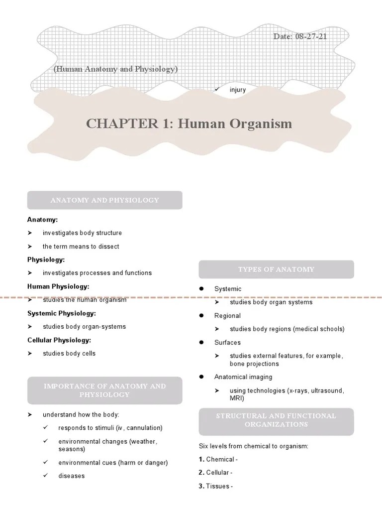 Chapter 1 - The Human Organism | Download Free PDF | Anatomy | Zoology