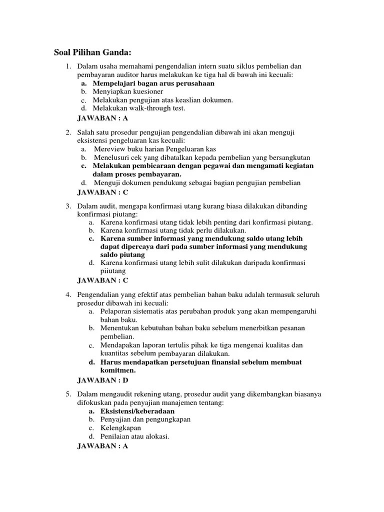 Latihan Soal Pengauditan | PDF