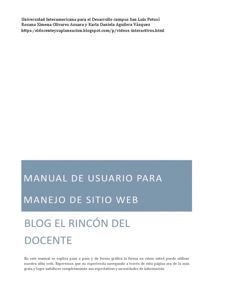 Manual De Usuario Para Manejo De Sitio Web | PDF | Sitios Web | Red Mundial