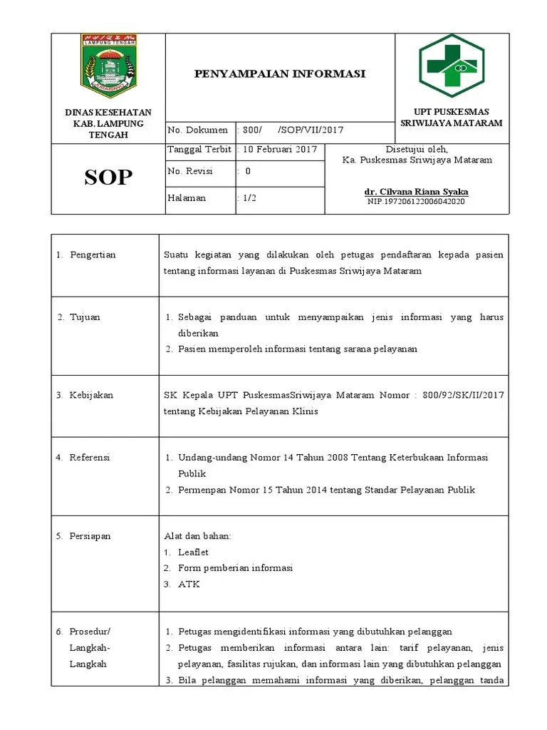 SOP Penyampaian Informasi 1 | PDF