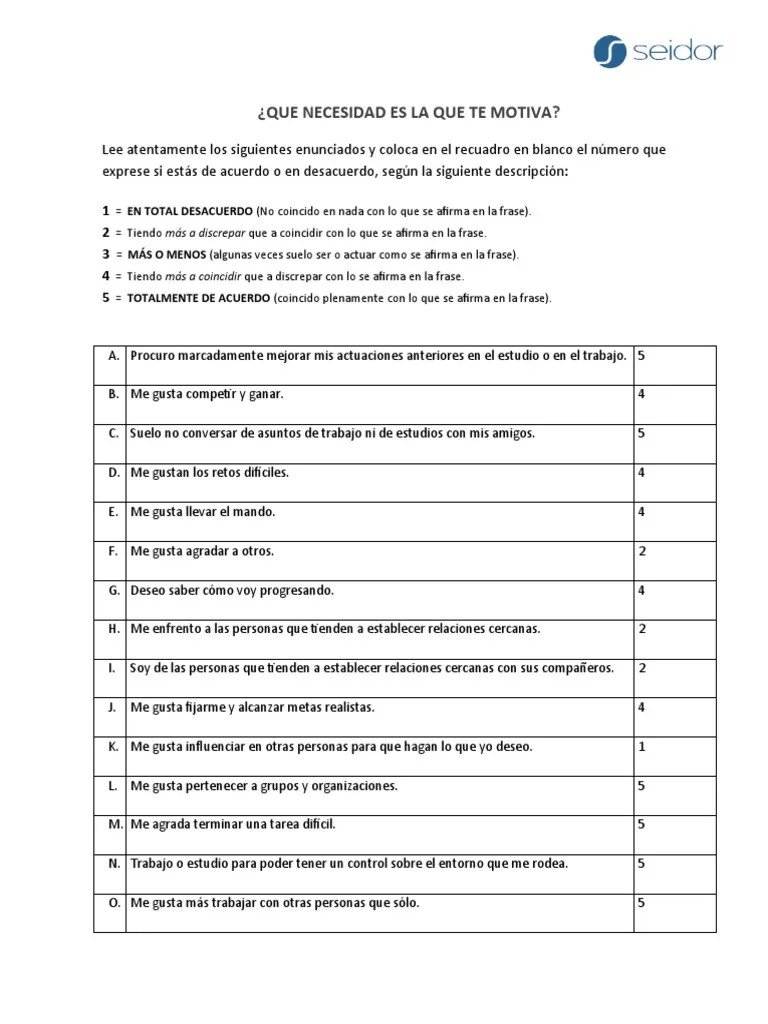 Test De Motivacion | PDF