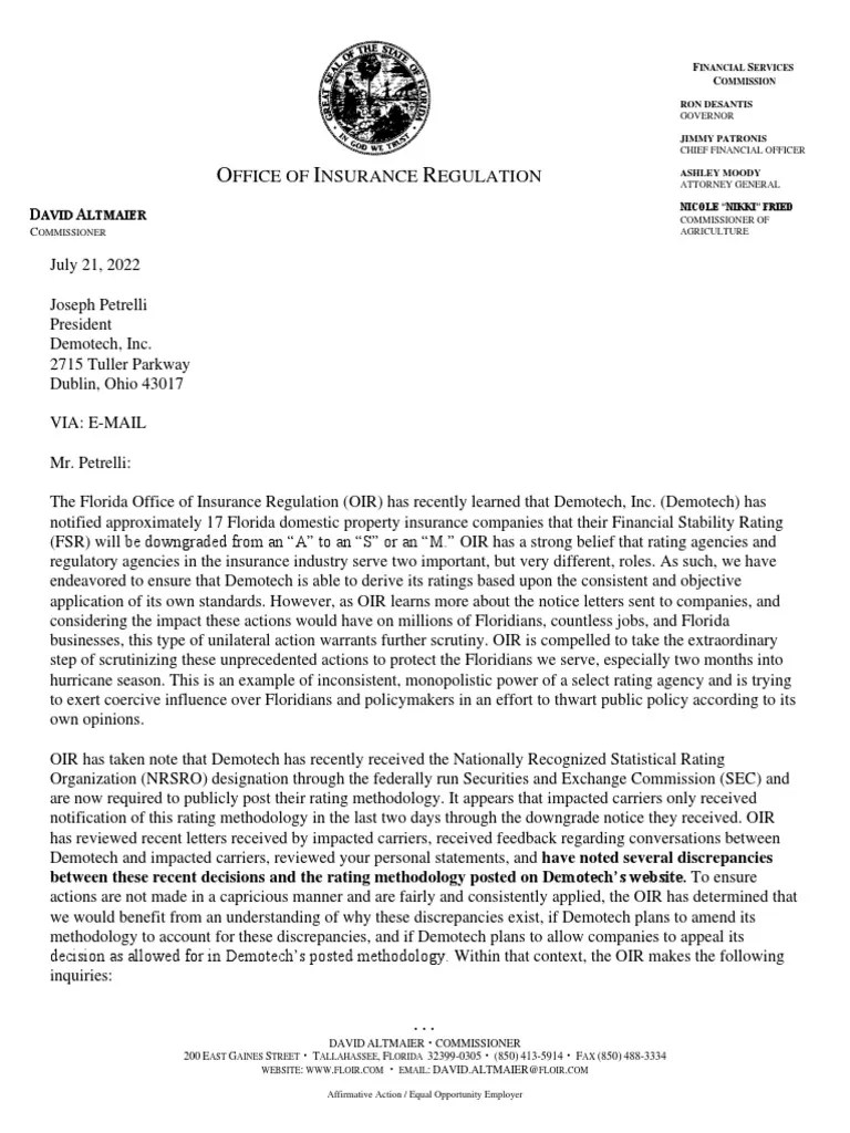 7.21.22 letter to demotech