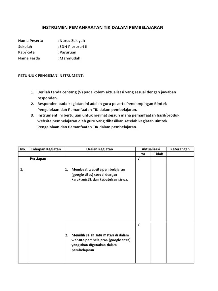 Instrument Pemanfaatan Tik Dalam Pembelajaran | PDF | Karier & Perkembangan | Komputer
