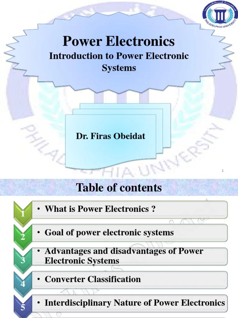 Introduction To Power Electronics: An Overview Of Power Electronic ...