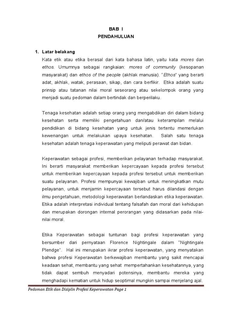 Buku Pedoman Etik Dan Disiplin Profesi Perawat Dan Bidan | PDF