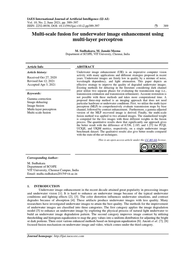 Multi-Scale Fusion For Underwater Image Enhancement Using Multi-Layer ...