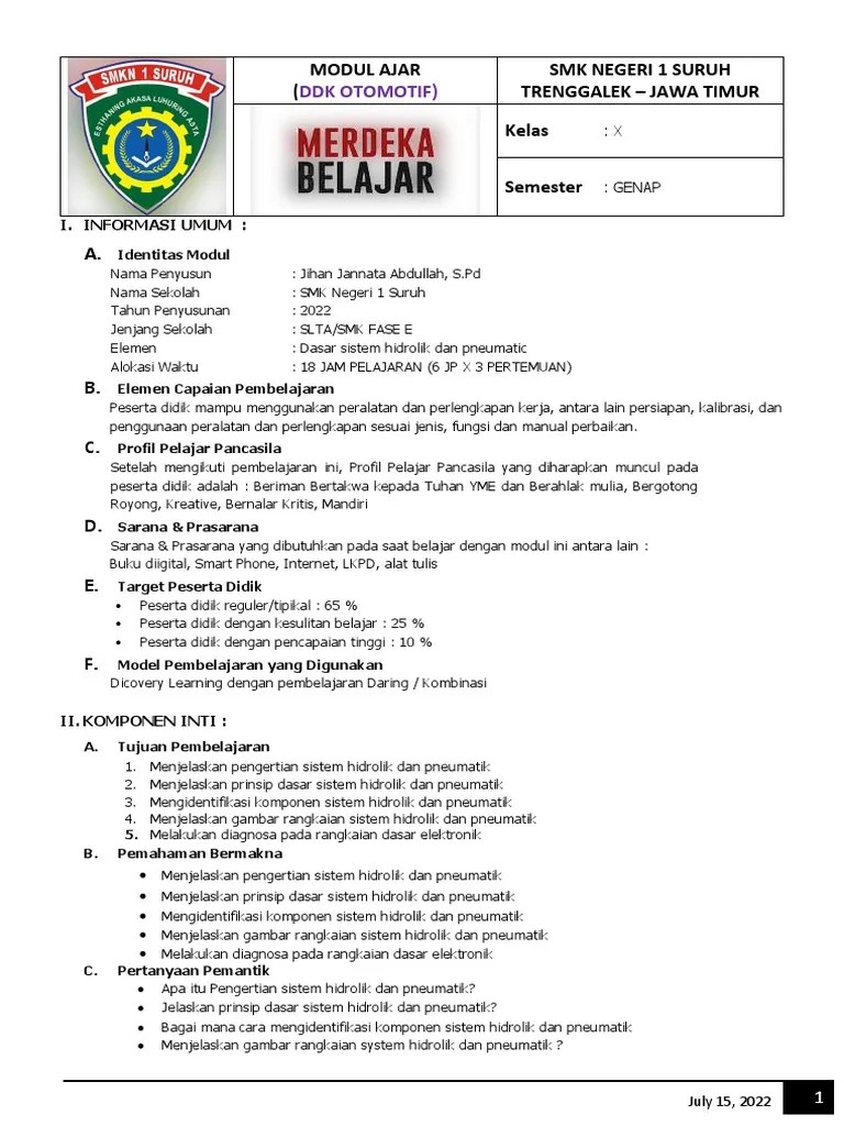 Dasar-Dasar Otomotif Modul Ajar 10 | PDF