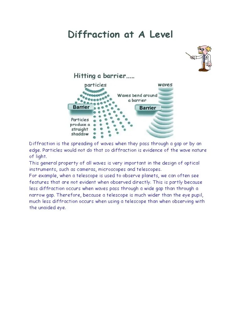 Diffraction Note At A Level | PDF | Diffraction | Wavelength