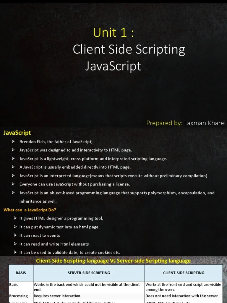 Unit 1 Client Side Scripting Latest | PDF | Dynamic Web Page | World ...