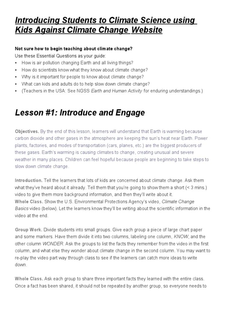 Lesson Plan - Climatechange | PDF | Climate Change | Learning