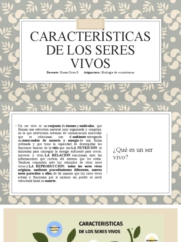 Características De Los Seres Vivos | PDF | Organismos | Biología Celular)