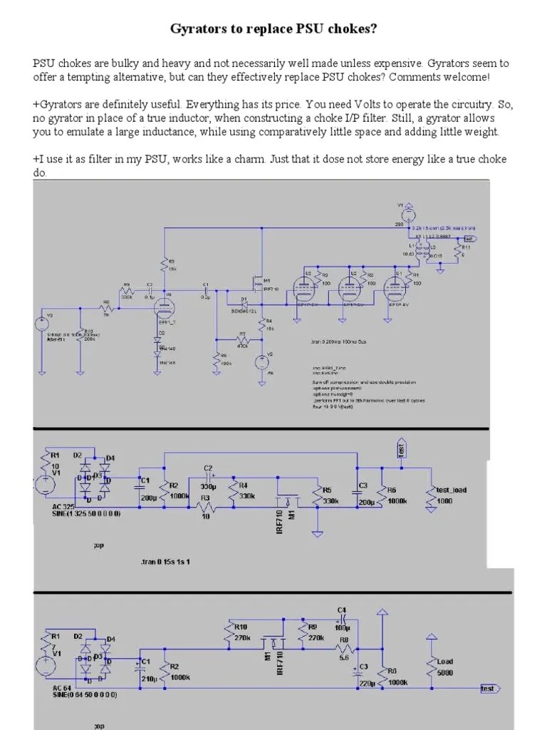 Gyrators To Replace Psu Chokes Inductor Power Supply