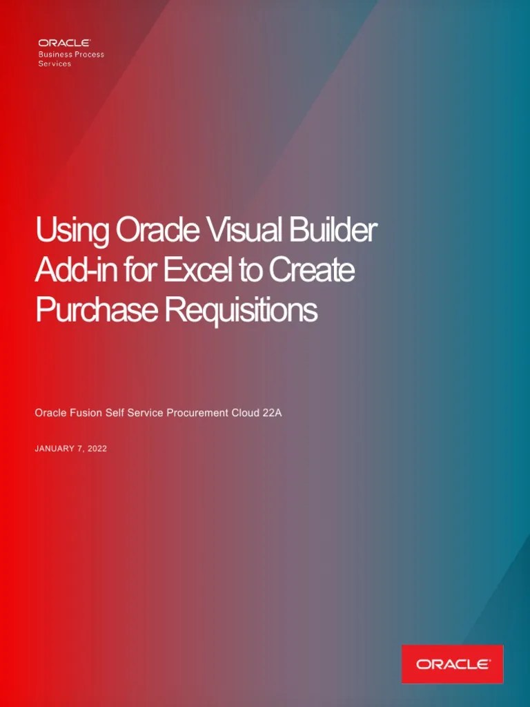 Use Oracle Visual Builder Add-In For Excel To Create Purchase ...