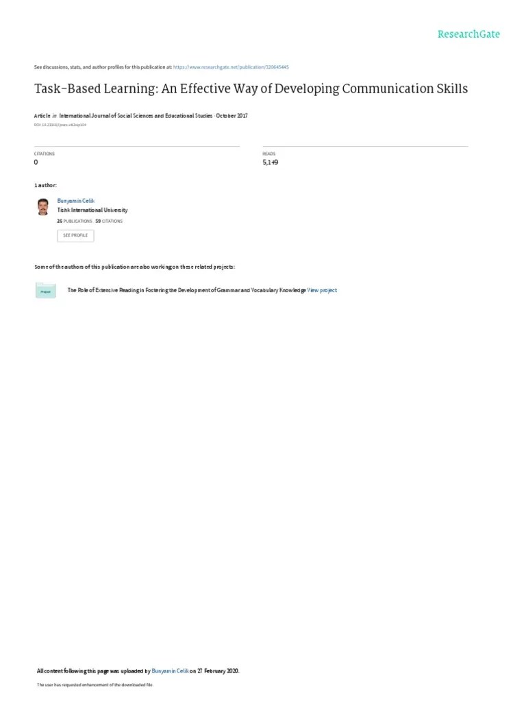 Develop Communication Skills Through Task-Based Learning | PDF ...