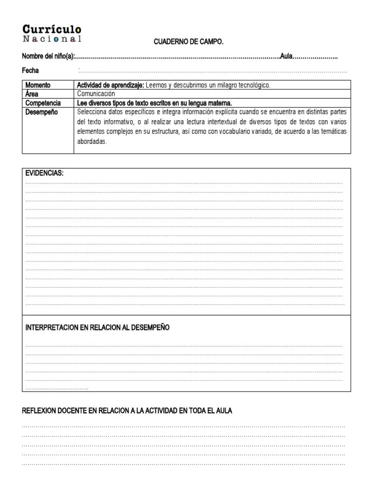 Cuaderno De Campo | PDF | Aprendizaje | Pedagogía