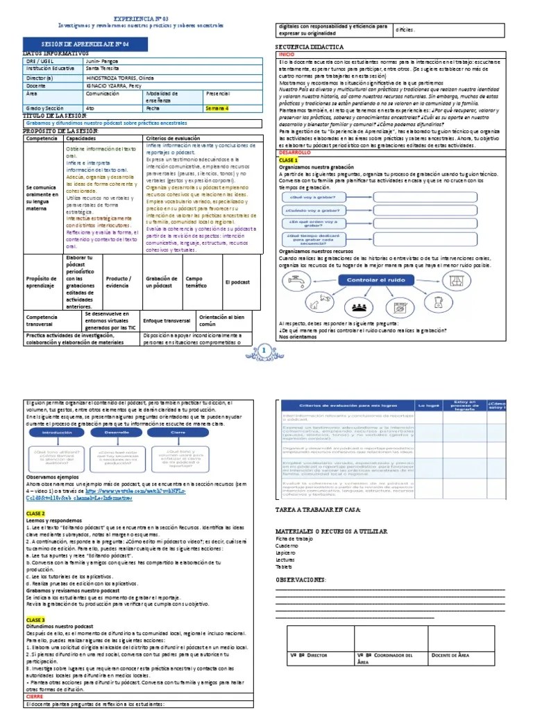 COM 4to - EdA 3 - Sem 4 Sesion | PDF | Aprendizaje | Podcast