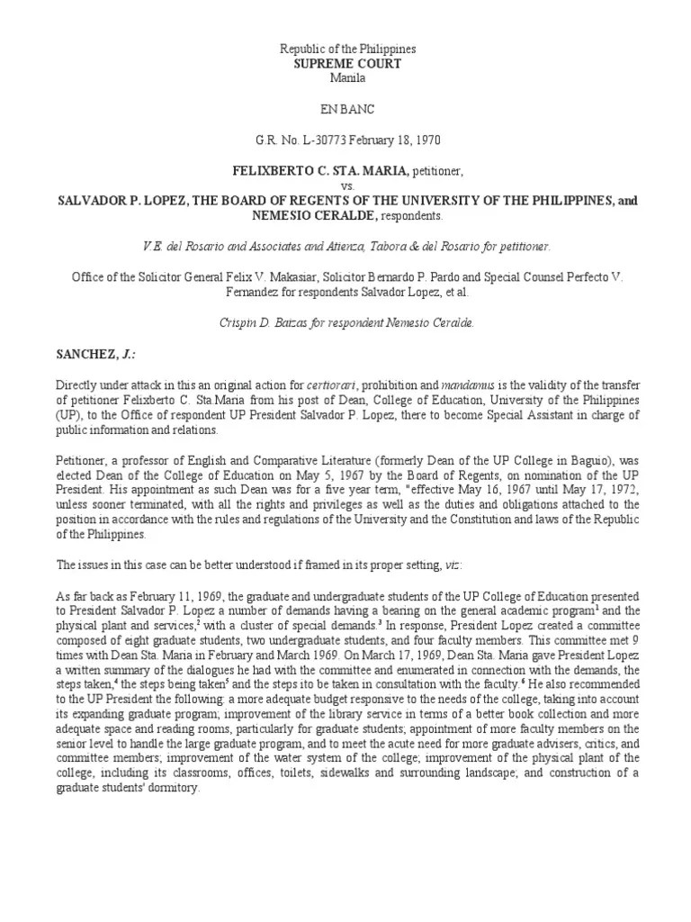 G.R. No. L-30773 F | Download Free PDF | Due Process | Mandamus