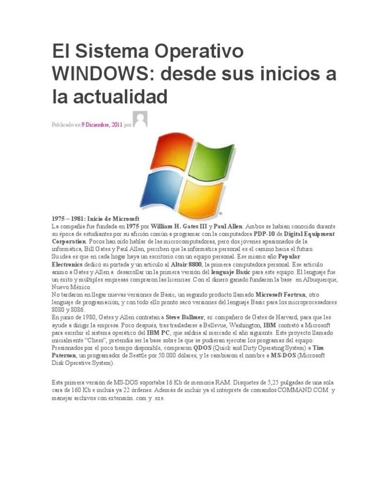 El Sistema Operativo WINDOWS | PDF | Microsoft Windows | Windows 2000