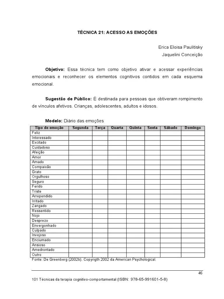 101 Técnicas Da Terapia Cognitivo-Comportamental | PDF