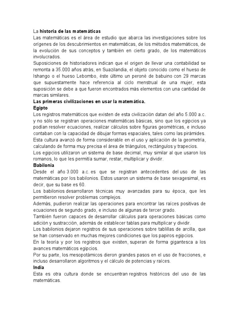 Historia De Las Matematicas | PDF | Science | Matemáticas