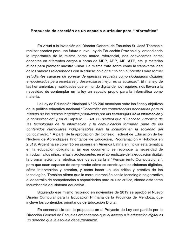 Proyecto - La Informática Como Materia | PDF | Método De Enseñanza ...