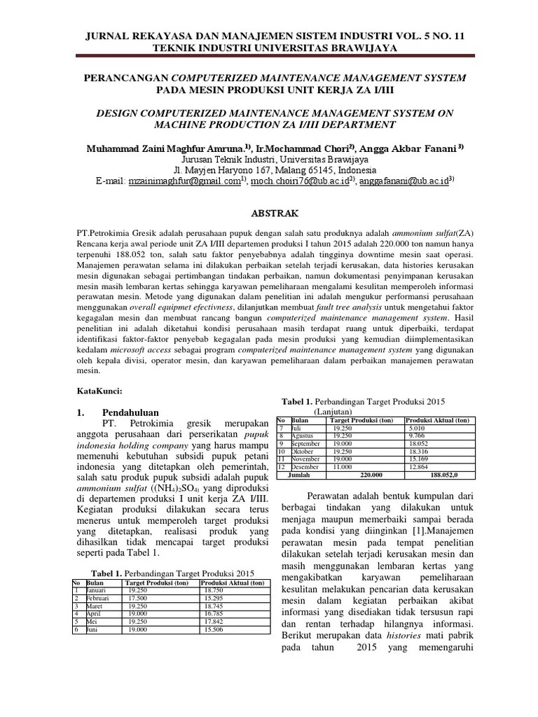 Perancangan Computerized Maintenance Management System | PDF