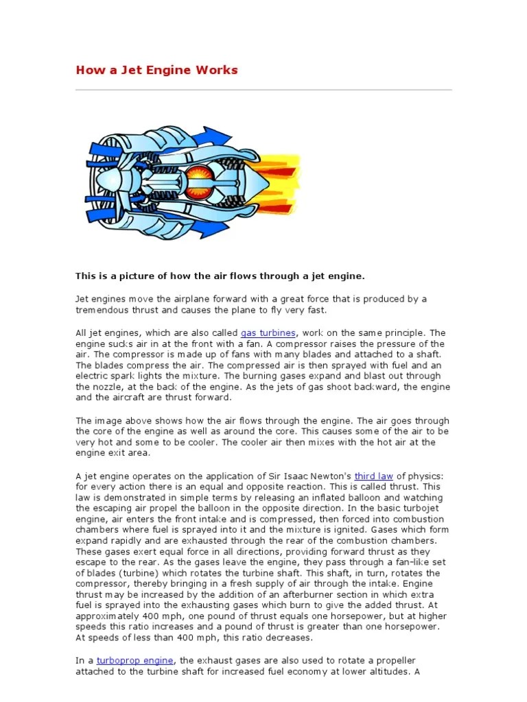 How A Jet Engine Works | Download Free PDF | Jet Engine | Thrust
