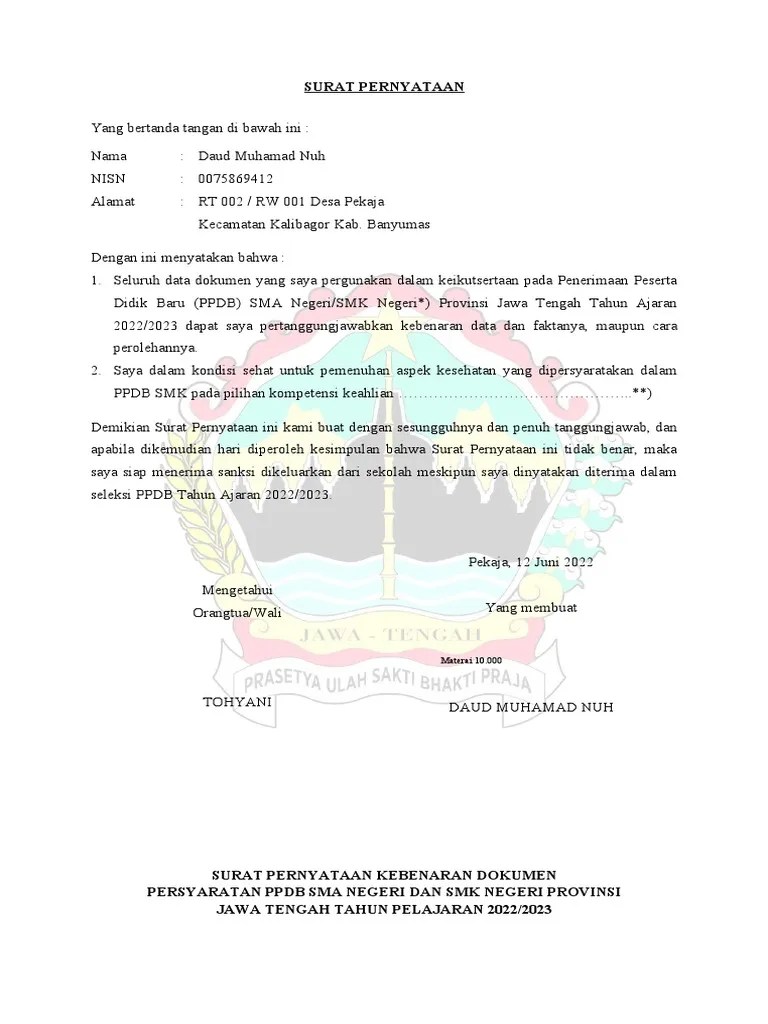 SURAT PERNYATAAN CPD Daud | PDF