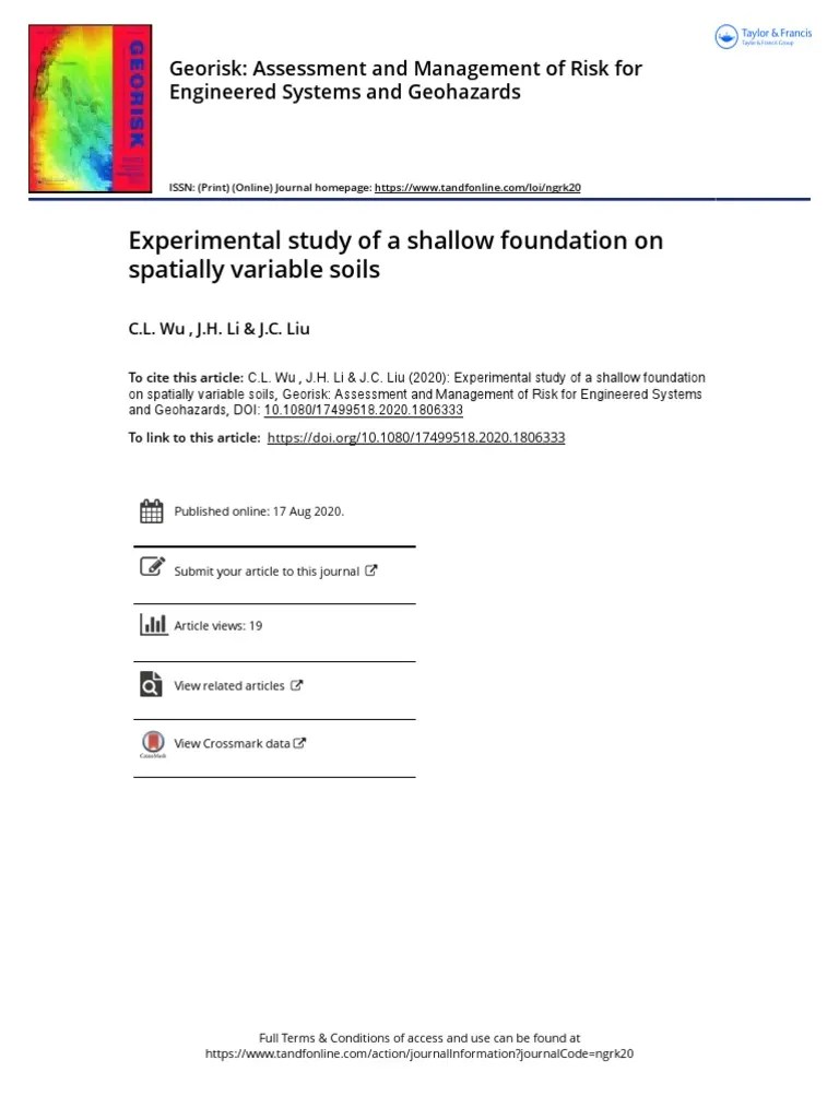 Experimental Study Of A Shallow Foundation On Spatially Variable Soils | Download Free PDF ...