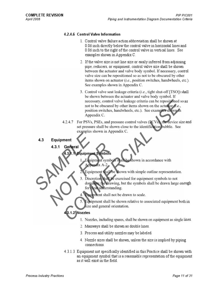 Complete Revision: Pip Pic001 April 2008 Piping And Instrumentation ...