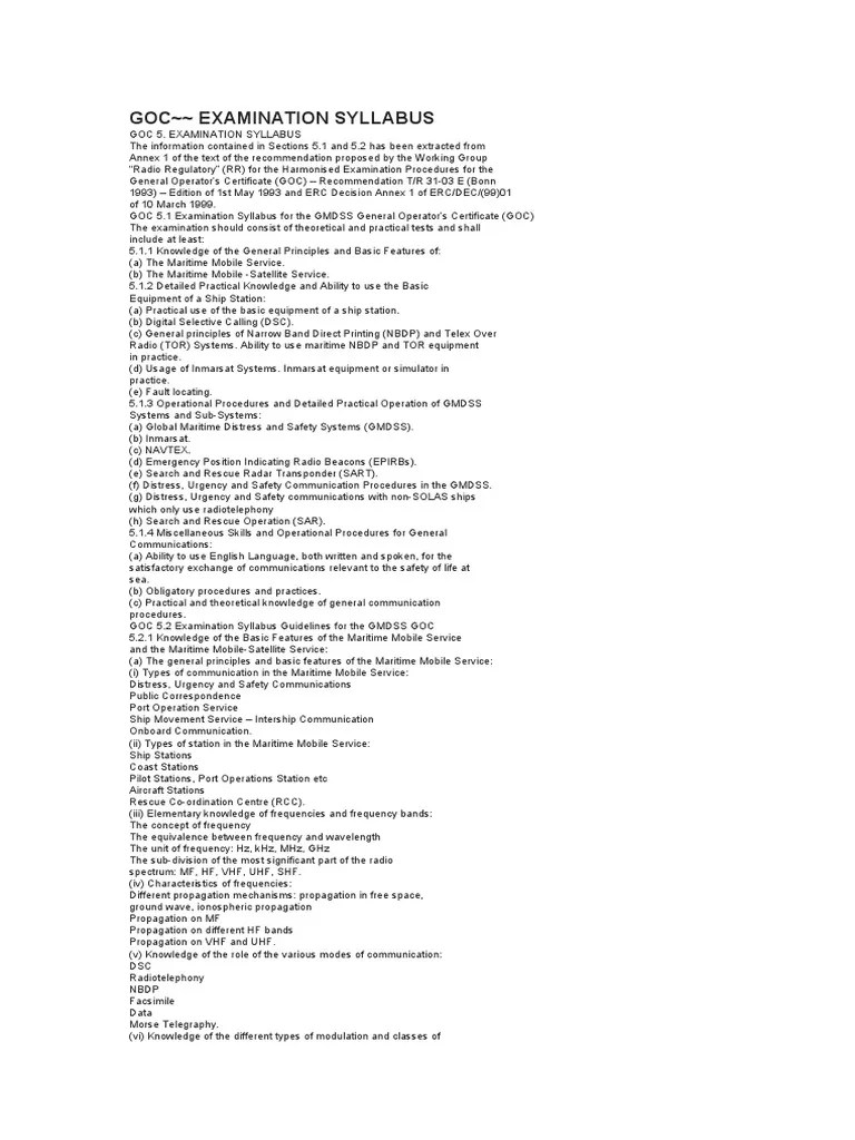 GOC Examination Syllabus | PDF | Service Industries | Communication